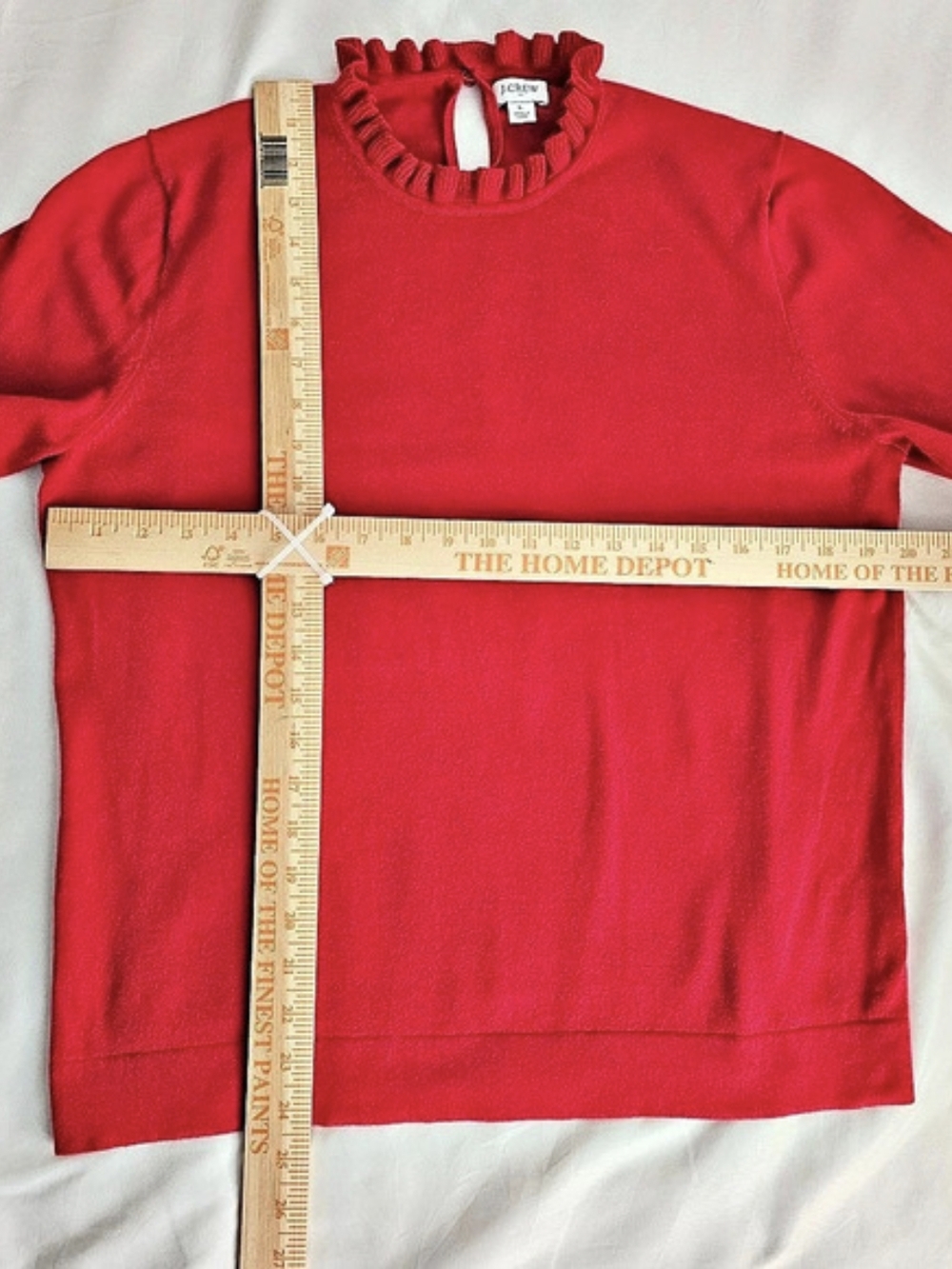 J.Crew Ruffleneck Sweater Ruffled Neck Cotton Red Large - Picture 5 of 7